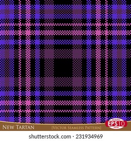 Vector illustration seamless pattern. New tartan textile variant with high detail made fabric texture (circles).