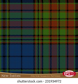 Vector illustration seamless pattern. New tartan textile variant with high detail made fabric texture (circles).
