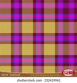 Vector illustration seamless pattern. New tartan textile variant with high detail made fabric texture (circles)