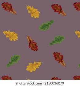 vector illustration seamless pattern of oak leaves