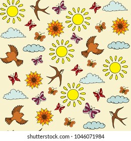 Vector illustration. A seamless pattern on the theme "spring came."