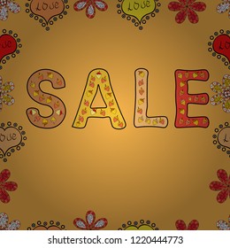 Vector illustration. Seamless pattern. Illustration in orange, yellow and black colors. Sale banner template design, Big sale special offer. End of season special offer banner.