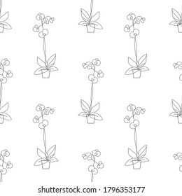 vector illustration seamless pattern with orchid plant flower on a white background. Seamless pattern for background and textile