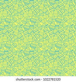 Vector illustration. Seamless pattern with ornamental eggs. Easter holiday yellow background for printing on fabric, paper for gift wrap and wallpapers.