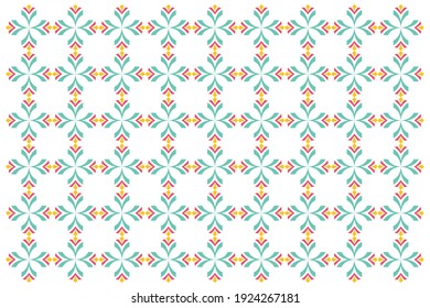 Vector illustration seamless pattern of a palm tree leaf logo template or geometric date palm leaf that looks like a cheerful man or woman. 6000x4000 pixel perfect.