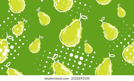 Vector illustration. Seamless pattern of pears. Hand-drawn style. Line art. Color doodle style. Design for wallpaper, background, poster, banner.