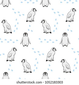 Vector illustration of seamless pattern with penguins