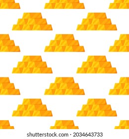 Vector illustration of a seamless pattern of piles of bullion gold. 