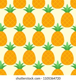 Vector illustration of seamless pattern with pineapple on yellow background 