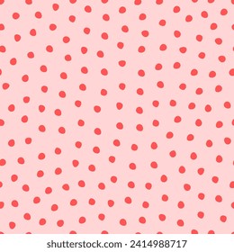 Vector illustration. Seamless pattern. Pink background with red dots, love, happiness, templates, cards, wallpapers, for website, brochure, advertisement, social media