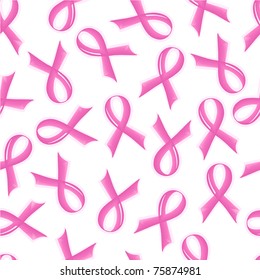 vector illustration of a seamless pattern of pink Support Ribbon