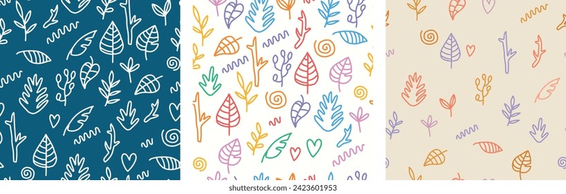 Vector illustration. Seamless pattern with plants. Leaves. Twigs. Pattern.