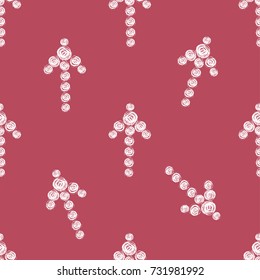 Vector illustration of seamless pattern with polka dots arrow.