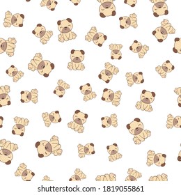 Vector illustration. Seamless vector pattern with pugs.