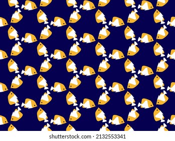 Vector illustration, Seamless pattern of Pyramid butterflyfish (Hemitaurichthys polylepis) 