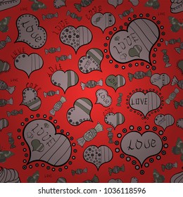 Vector illustration. Seamless pattern with realistic beautiful red, neutral and black heart. Happy Valentines day. Love and Holiday theme.