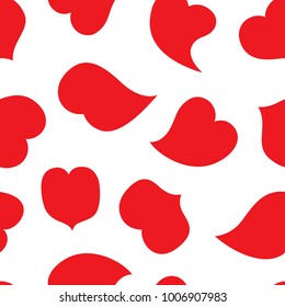 Vector illustration: seamless pattern red   different shaped hearts - speech bubbles - isolated on white background for your Valentine's day decoration, prints and whapping paper. 