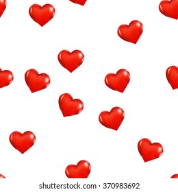 Vector illustration - seamless pattern of red hearts. 