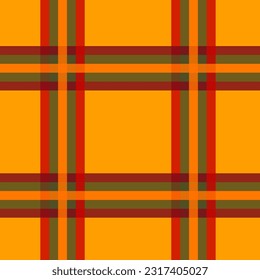 vector illustration of a seamless pattern red-green cage on an orange background - autumn background for textile, packaging, web design