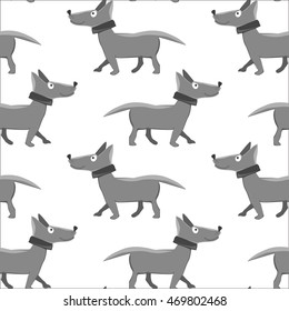 Vector illustration of seamless pattern with repeating dog on white background
