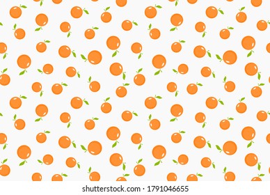 Vector illustration of a seamless pattern with ripe oranges on a light background.