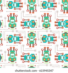 Vector illustration seamless pattern with Robot