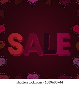 Vector illustration. Seamless pattern. Sale banner template design, Big sale special offer. Illustration in brown, red and purple colors. End of season special offer banner.