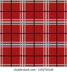 Vector illustration of seamless pattern with Scottish cage on red background