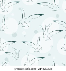 Vector illustration, seamless pattern, seagulls