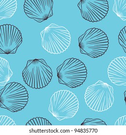 Vector illustration. Seamless pattern of shells.