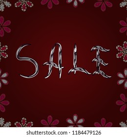 Vector illustration. Seamless pattern. Shop market poster design. Picture in red, brown and white colors. Sale offer, banner template. Lettering.