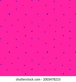 Vector illustration of seamless pattern with small blue dots covering bright pink background