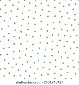 Vector illustration. Seamless pattern of small blue dots on a light milky white background. Textile printing, fabric design, packaging, wrapping paper, children's wallpaper