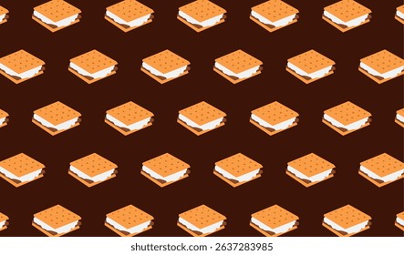 Vector illustration of a seamless pattern with smores. Fun food illustration great for fabric, packaging, gifts