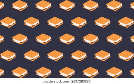 Vector illustration of a seamless pattern with smores. Fun food illustration great for fabric, packaging, gifts