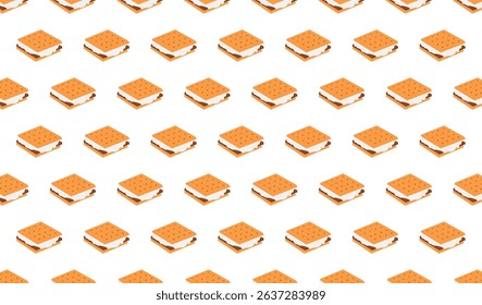 Vector illustration of a seamless pattern with smores. Fun food illustration great for fabric, packaging, gifts