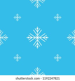 Vector illustration. Seamless pattern of Snowflakes. White Snowflakes on blue background.