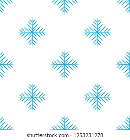 Vector illustration. Seamless pattern of Snowflakes. Blue Snowflakes on white background.