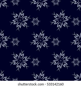 Vector illustration of the seamless pattern with snowflakes.
