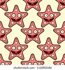 Vector illustration, seamless pattern starfish.