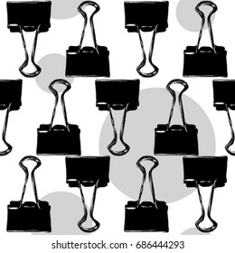 Vector illustration. Seamless pattern with stationary. Black & white background. EPS 8