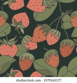Vector illustration seamless pattern with strawberries. Vintage abstract design for paper, cover, fabric, interior decor