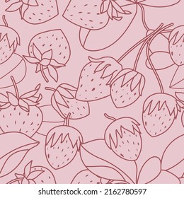 Vector illustration seamless pattern with strawberries. Vintage abstract design for paper, cover, fabric, interior decor