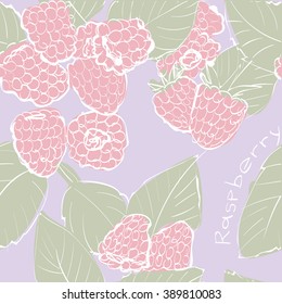 Vector illustration of seamless pattern with strawberry. Pale pastel color linear graphic: green, white, pink, blue.  Good for textile printing.Perfect for wrapping paper, designer paper for notebooks