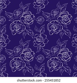 Vector illustration of seamless pattern with the stylized roses. Floral background