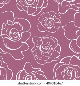Vector illustration of seamless pattern with the stylized roses. Floral background