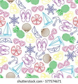 Vector illustration of seamless pattern with summer symbols