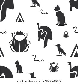 Vector illustration seamless pattern with symbols of Egypt