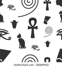 Vector illustration seamless pattern with symbols of Egypt