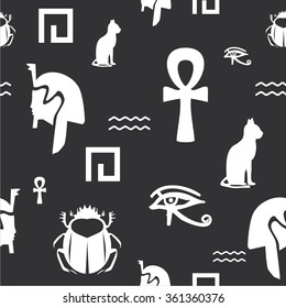 Vector illustration seamless pattern with symbols of Egypt